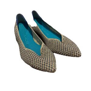 Rothy’s The Point Flats Gold Pink Turquoise Multi Metallic Size 7.5 RETIRED